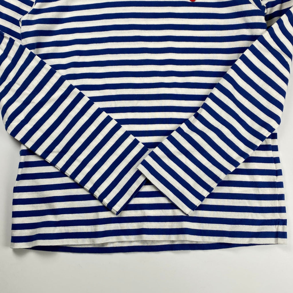 PLAY COMME des GARCONS プレイ コムデギャルソン / ハート ボーダー 長袖Tシャツ カットソー ホワイト ブルー SIZE：M