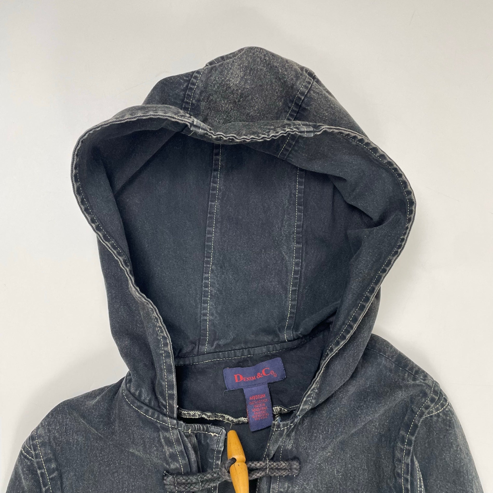 DENIM＆Co / ブラックデニムダッフルコート SIZE:M