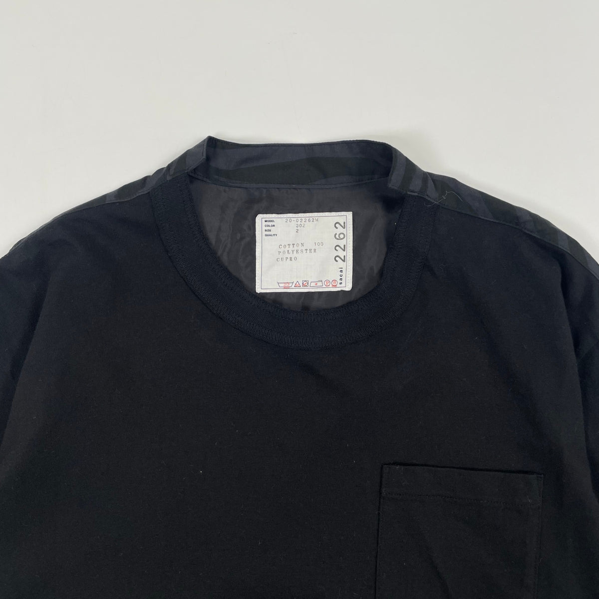 sacai / ゼブラ柄切替ポケットTシャツ 参考定価：45,000程度 SIZE:2