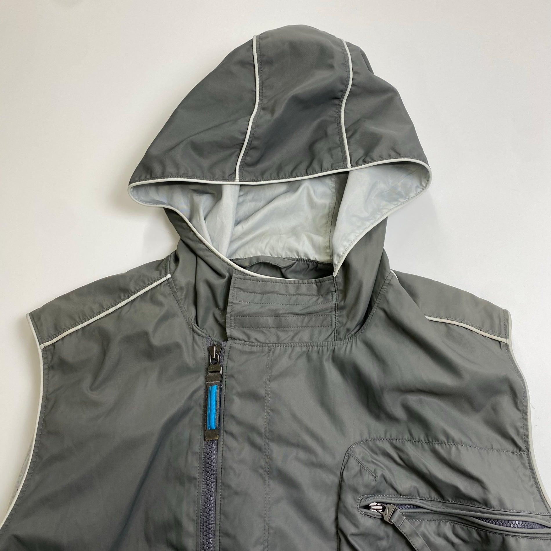 00s NIKE ナイキ / asymmetry tech hooded vest テック ベスト 立体ポケット SIZE：M