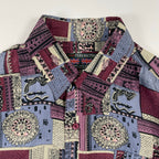 FIONA MACPHAIL / UKパッチワーク柄シルクシャツ モッズ 参考定価：18,000程度 SIZE:L
