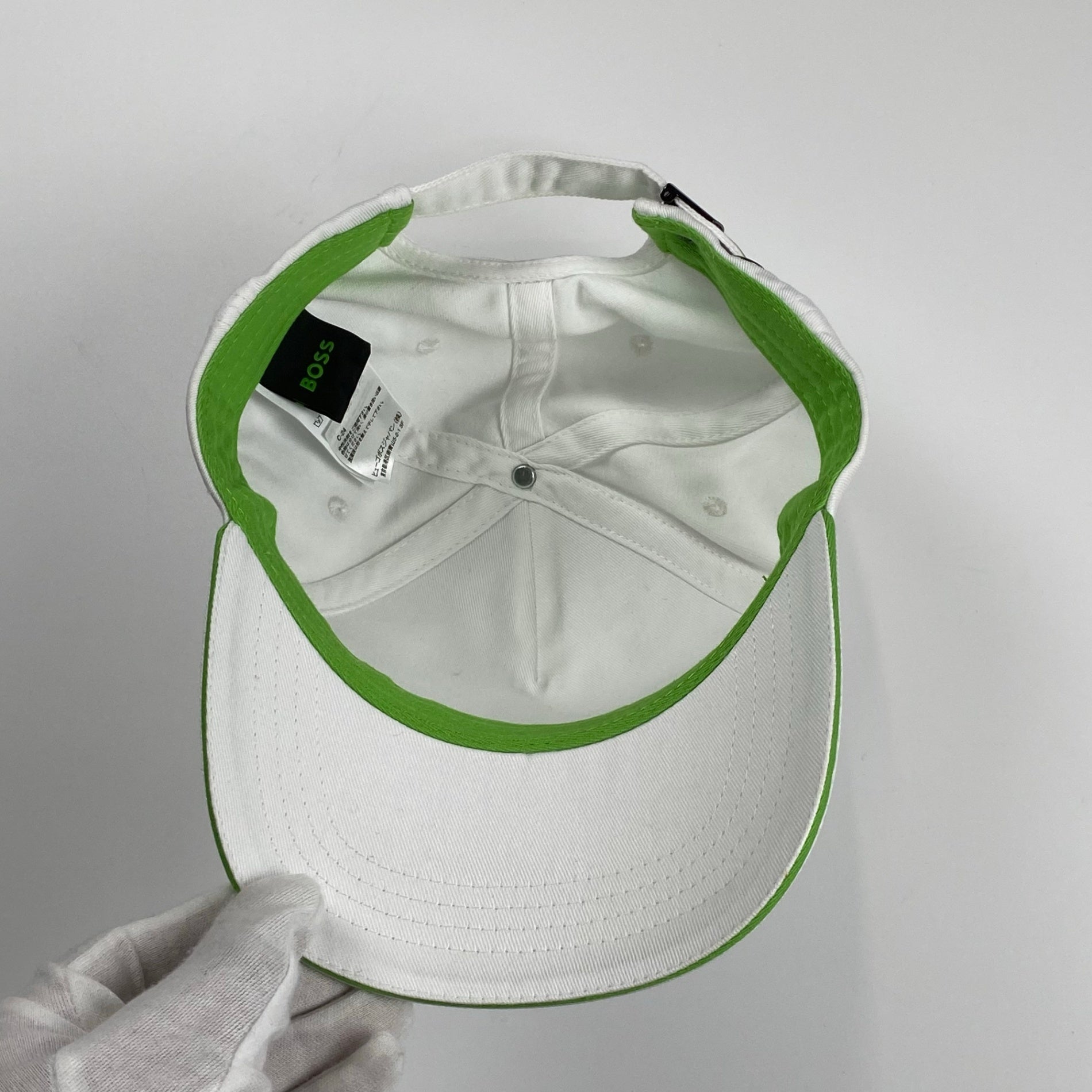BOSS ボス / ロゴキャップ ホワイト グリーン ゴルフにも SIZE：調整可能