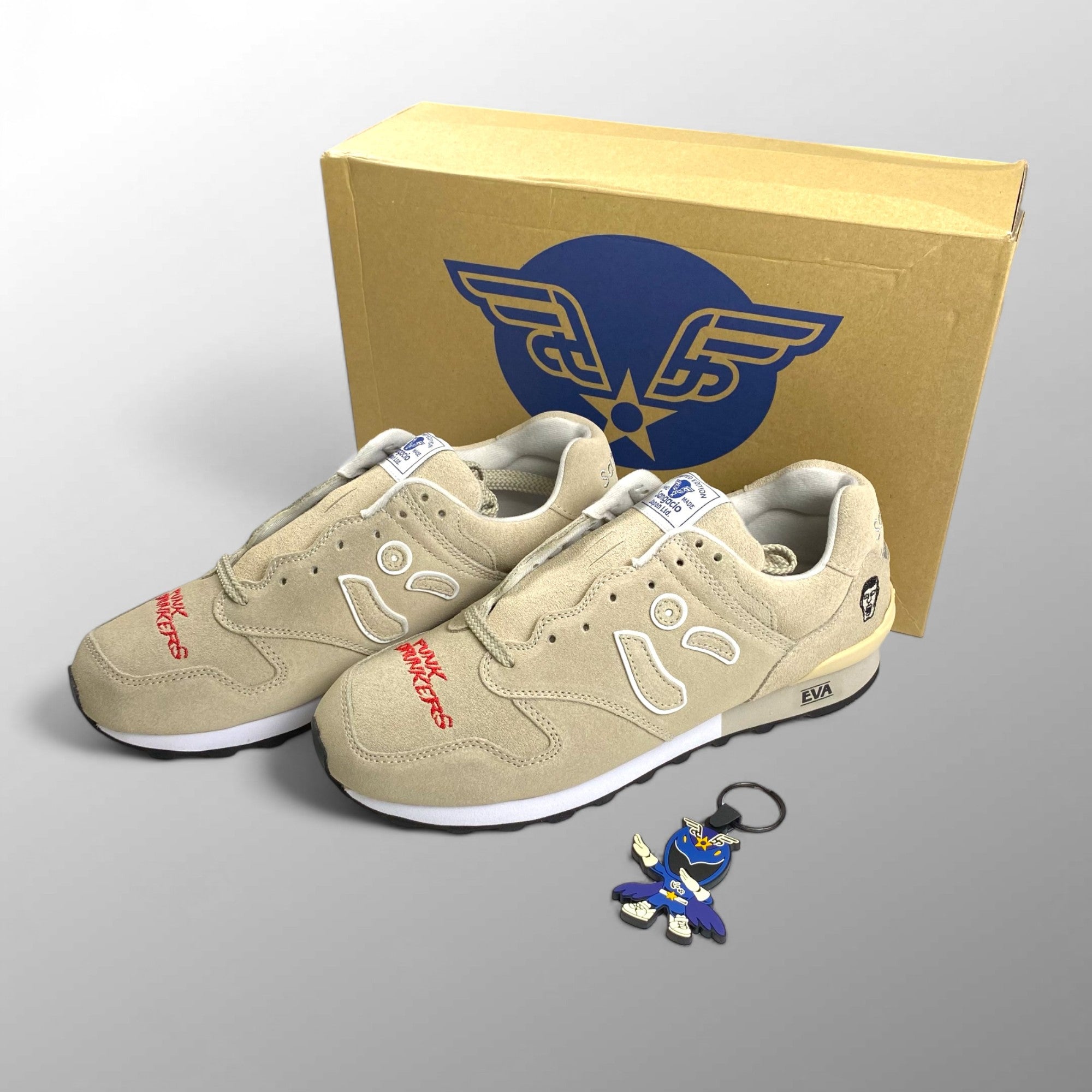 【未使用品】 Sangacio × PUNK DRUNKERS サンガッチョ パンクドランカーズ / にゅ × PDS「パ」 コラボスニーカー LIGHT GRAY