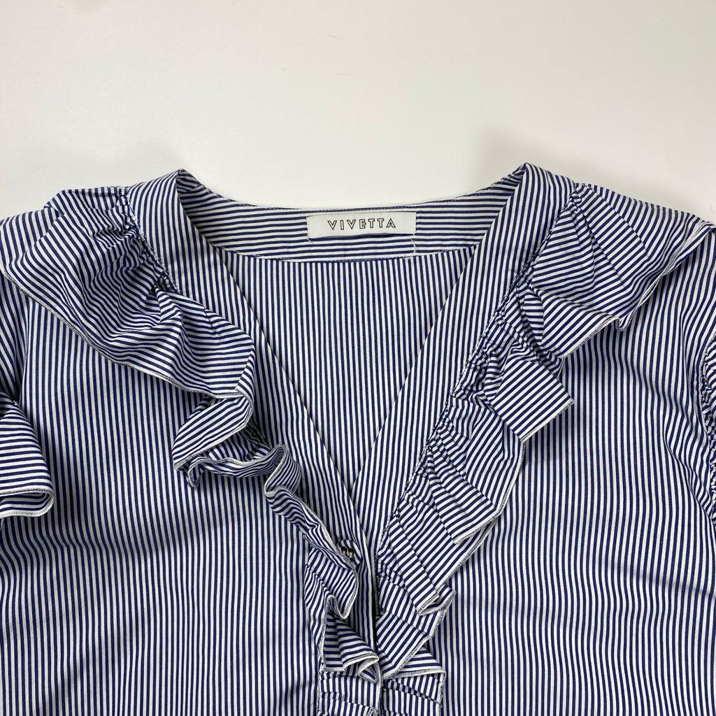 VIVETTA ヴィヴェッタ / フリルストライプシャツ ブラウス 参考定価：50,000程度 SIZE：44