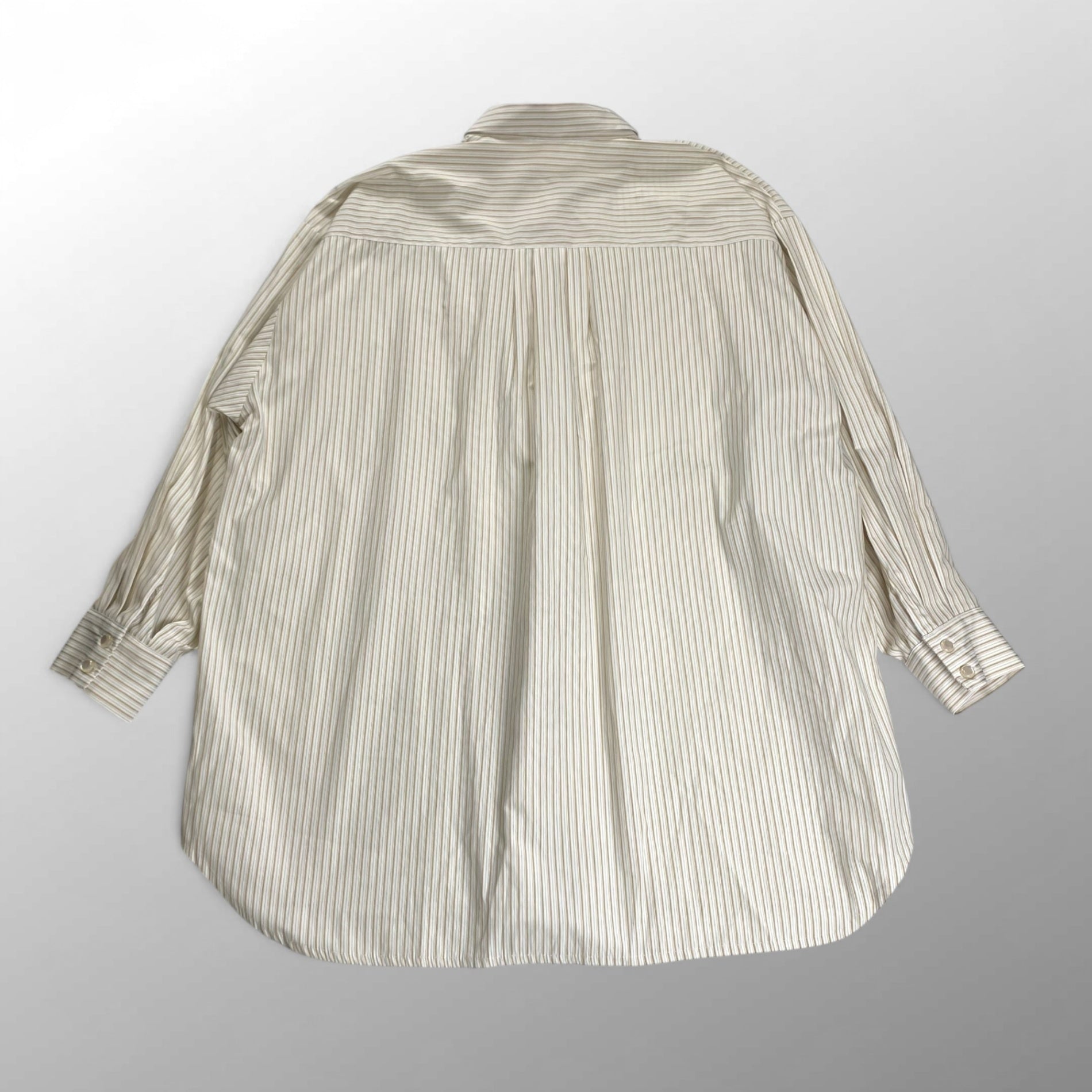 F i.n.t フィント / プチリボンストライプビッグシャツ ホワイト×ベージュ 参考定価：7,800+tax SIZE:FREE