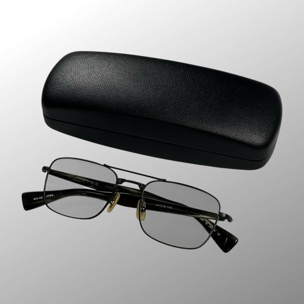 金子眼鏡 VINTAGEライン / 2ブリッジ スクエア ブラック 度なしクリアレンズ 参考定価：42,000+tax
