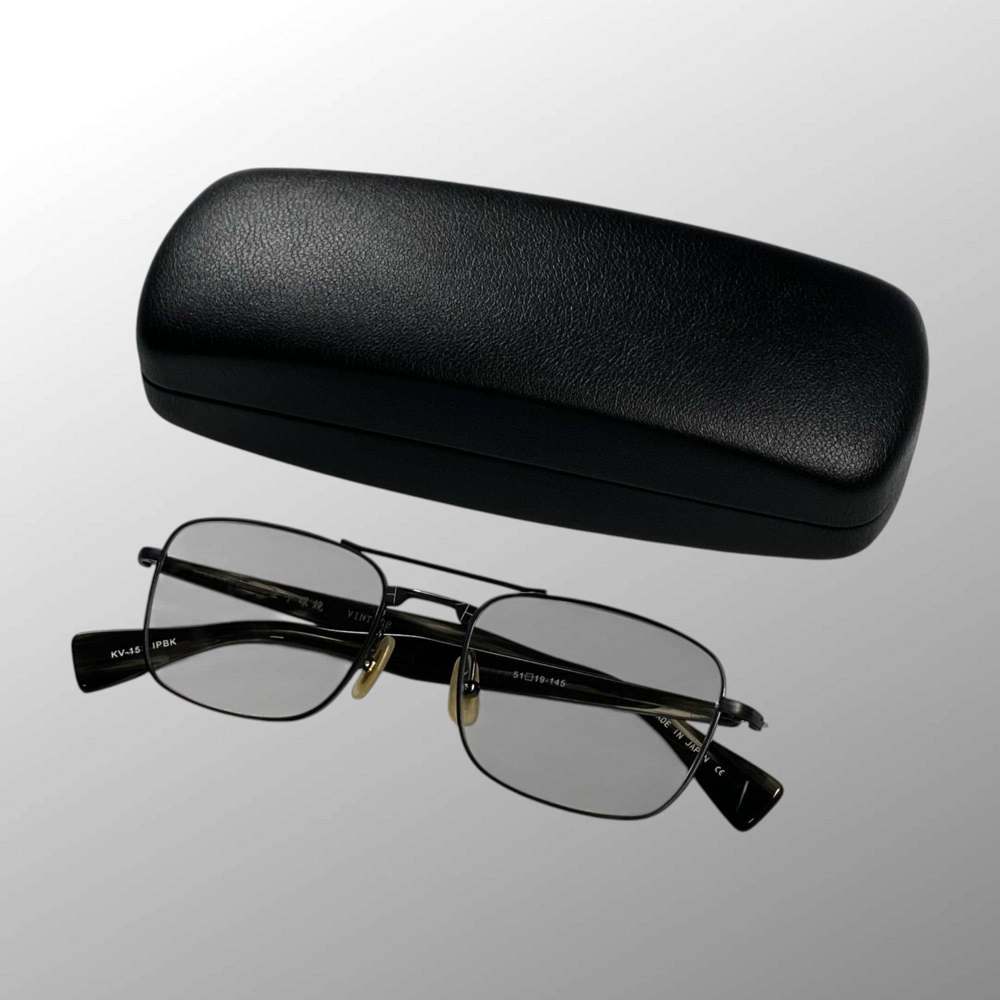 金子眼鏡 VINTAGEライン / 2ブリッジ スクエア ブラック 度なしクリアレンズ 参考定価：42,000+tax