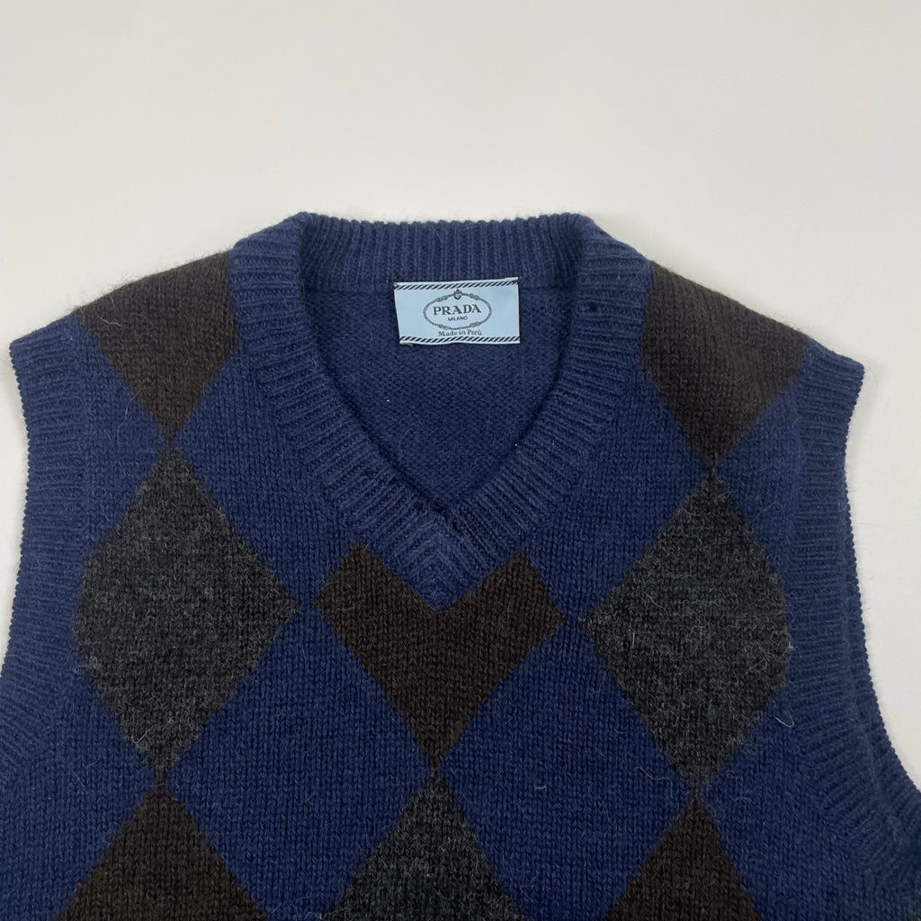 PRADA プラダ / アルパカアーガイルニットベスト Made In Peru SIZE:46