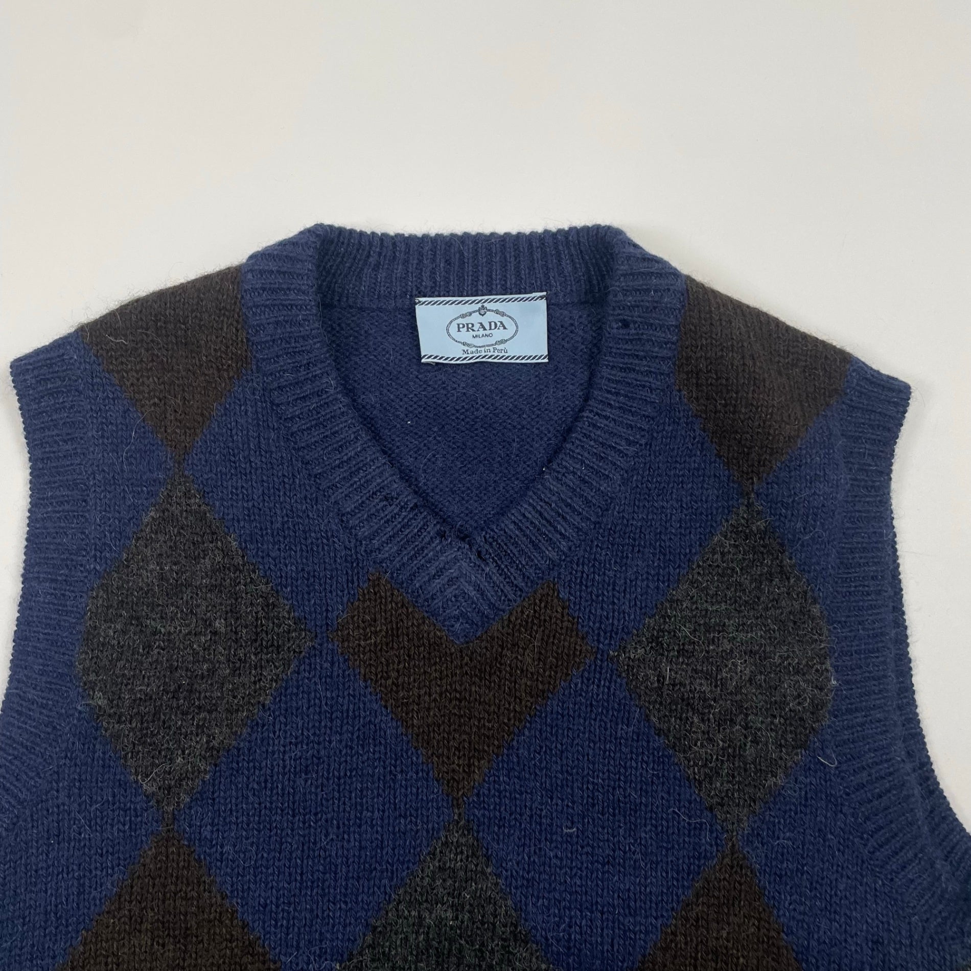 PRADA プラダ / アルパカアーガイルニットベスト Made In Peru SIZE:46
