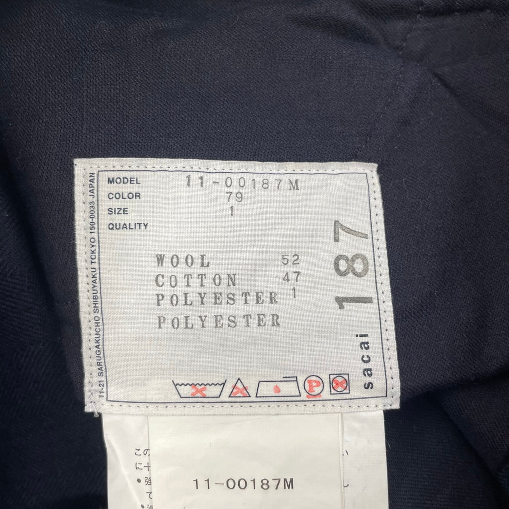 sacai サカイ / ウールツイードスラックス バナナスラックス 11AW ネイビー 参考定価：43,000+tax SIZE:1