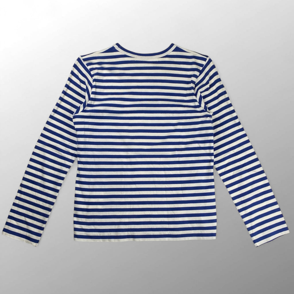 PLAY COMME des GARCONS プレイ コムデギャルソン / ハート ボーダー 長袖Tシャツ カットソー ホワイト ブルー SIZE：M