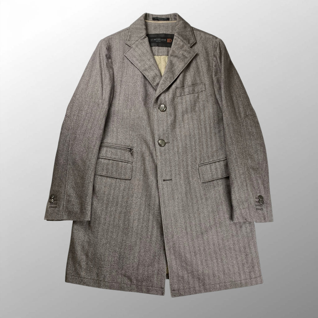 CORNELIANI コルネリアーニ / カシミヤ混 IDコート ヘリンボーン バージンウール使用 参考定価：300,000程度 SIZE:48（L程度）