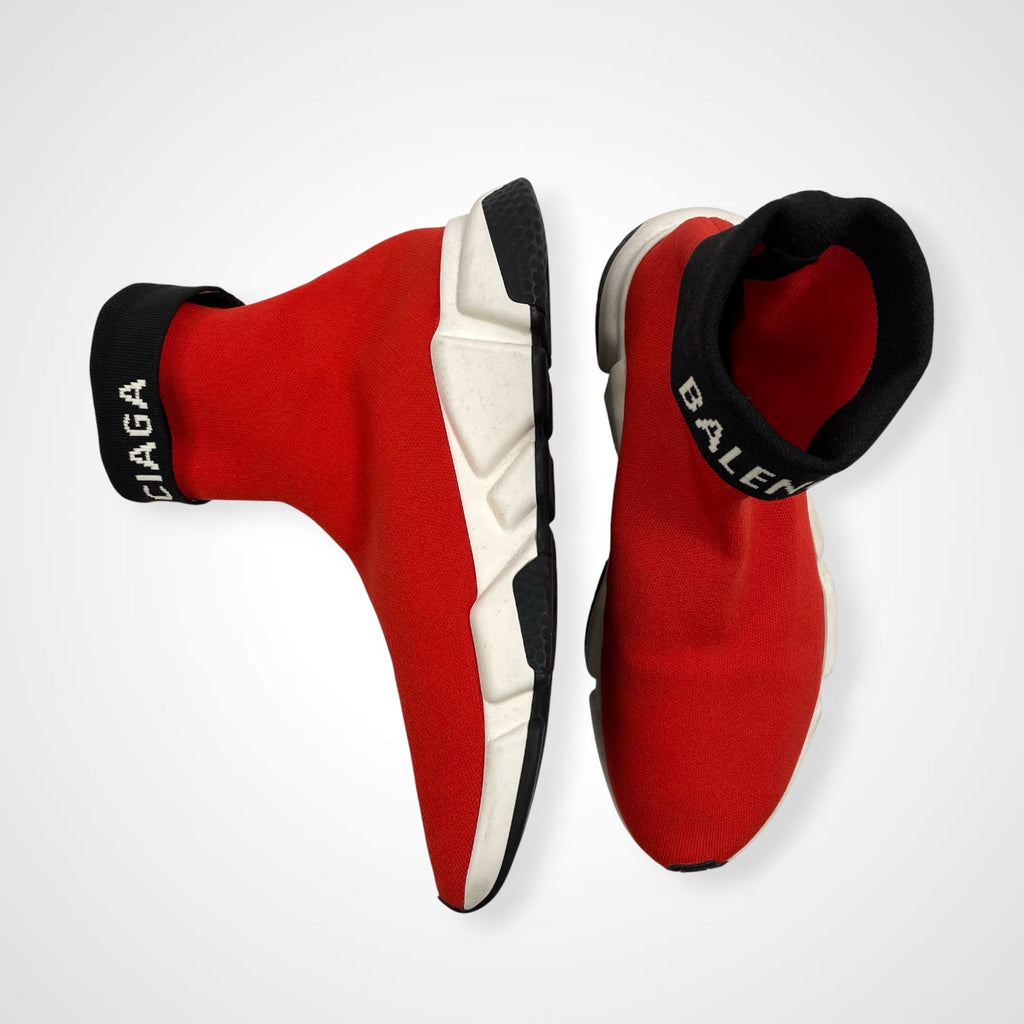 BALENCIAGA バレンシアガ / SPEED TRAINER CUFFED ロゴ レッド×ブラック 参考定価：130,000程度 SIZE:28.5