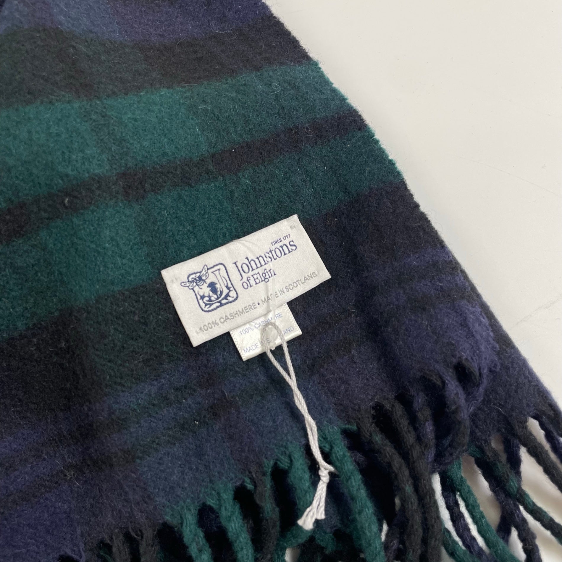 Johnstons of Elgin ジョンストンズ オブ エルガン / カシミヤ大判マフラー ブラックウォッチ柄 美品 参考定価：85,000+tax SIZE：70cm×190cm