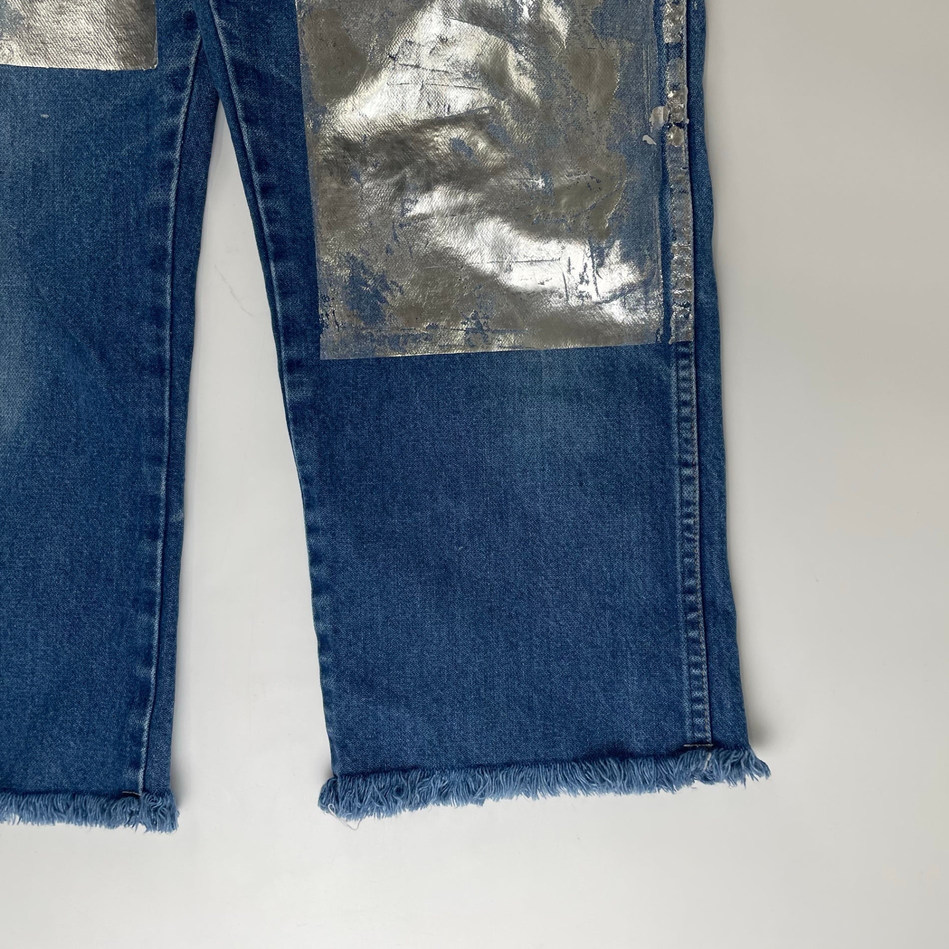 Wrangler GREEN DOOR ラングラー グリーンドア / リメイク箔押しデニムパンツ USA生地 SIZE:33×38(カットオフ)