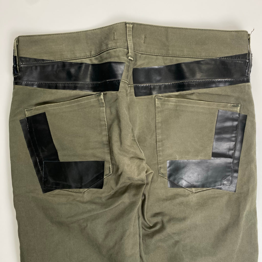 90s DOLCE＆GABBANA ドルチェアンドガッバーナ / テープデザイン パンツ カーキ×ブラック SIZE:46・12SLIM(M程度)