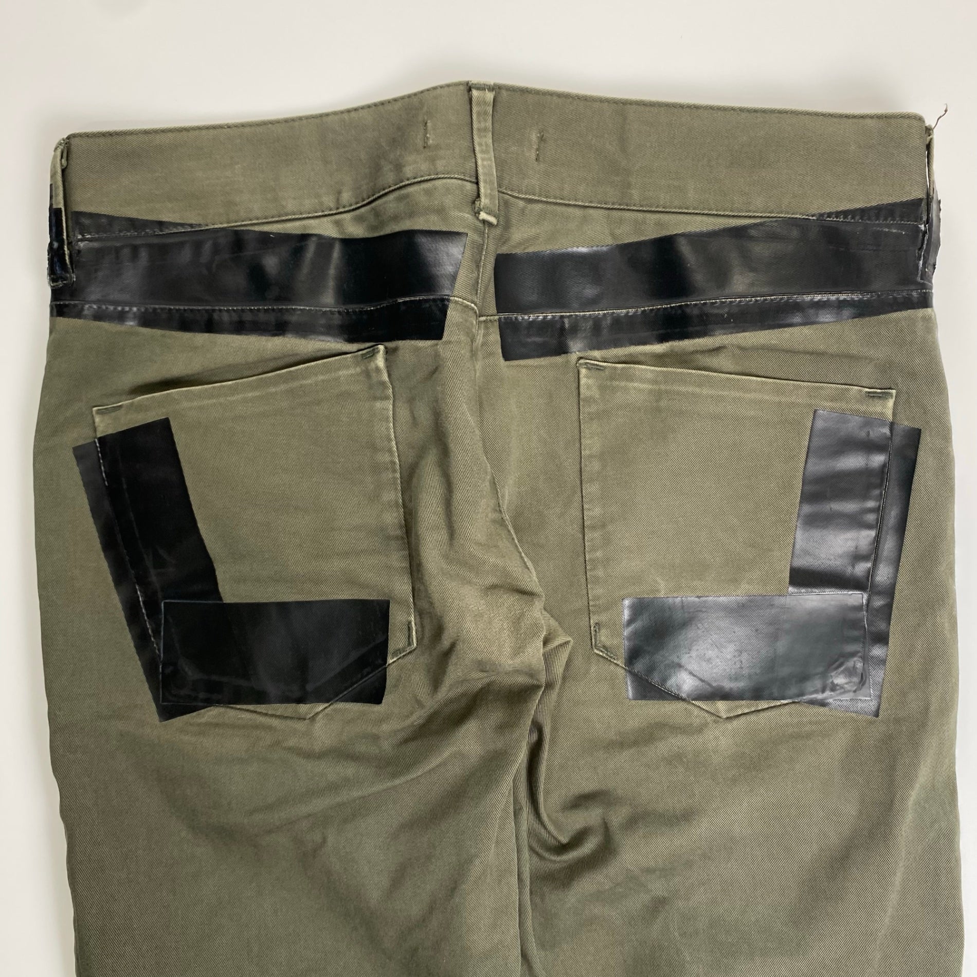 90s DOLCE＆GABBANA ドルチェアンドガッバーナ / テープデザイン パンツ カーキ×ブラック SIZE:46・12SLIM(M程度)