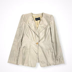 GIORGIO ARMANI / シルクMIX1Bフリルジャケット BORGO21製 参考定価：250,000程度 SIZE:38