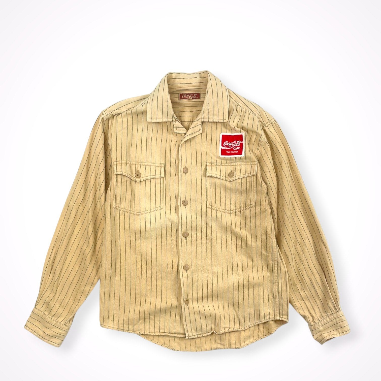 Coca-cola / ヴィンテージ ストライプワークシャツ 企業物 SIZE:L