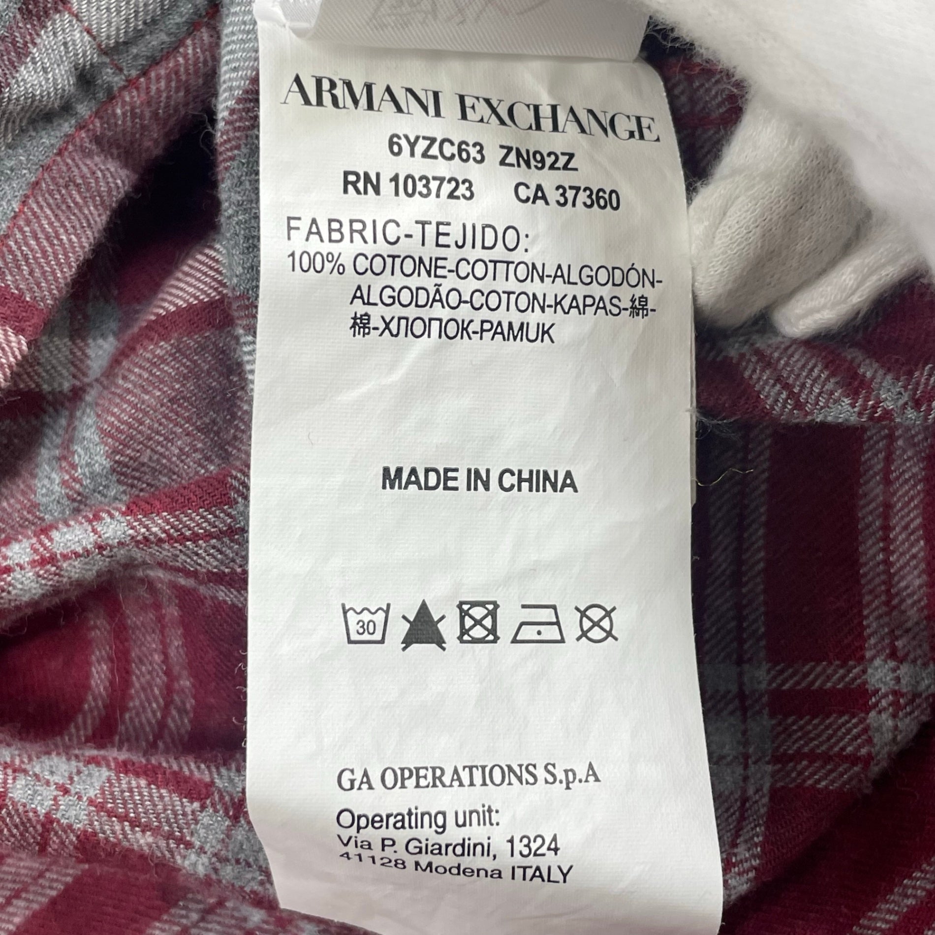 ARMANI EXCHANGE アルマーニ エクスチェンジ / グラデーションチェックシャツ 参考定価：25,000程度 SIZE：M