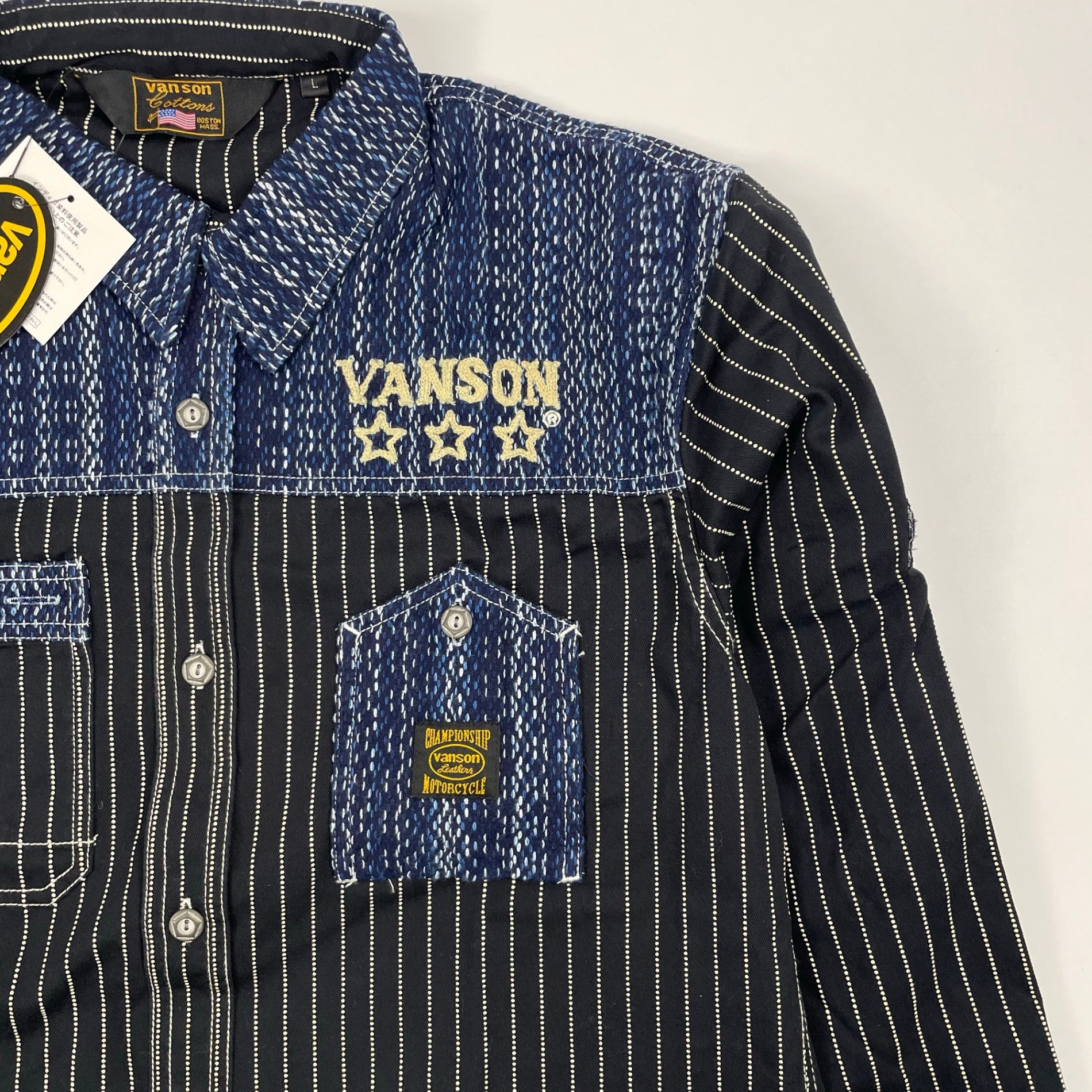 vanson / 刺し子デザインシャツジャケット 未使用品 参考定価：14,800+tax SIZE：L