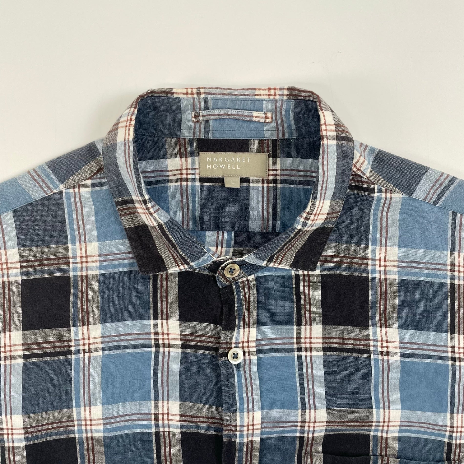 MARGARET HOWELL / 日本製 コットンチェックシャツ 参考定価：28,000程度 SIZE:L