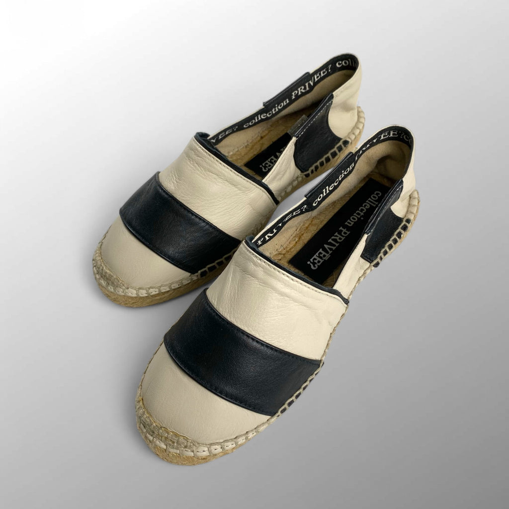 collection PRIVEE? コレクション プリヴェ / レザー ボーダー エスパドリーユ H.P FRANCE取扱い 参考定価：30,000程度 SIZE：35