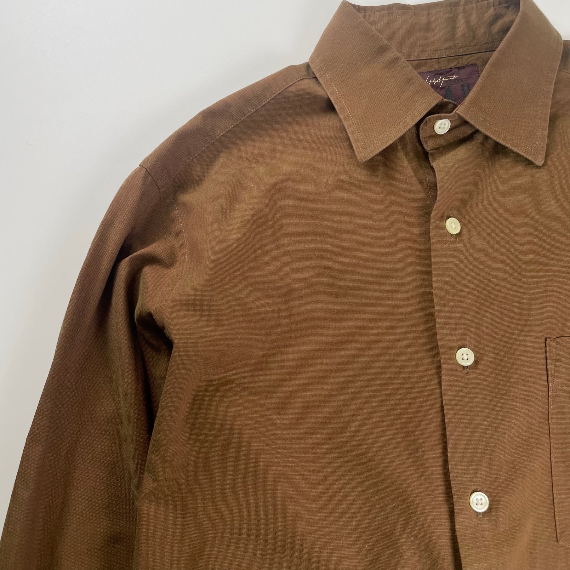 Yohji Yamamoto A.A.R ヨウジヤマモト アール / 90-00s 偏光 ボックスシルエットシャツ ブラウン 参考定価：16,000程度 SIZE：M