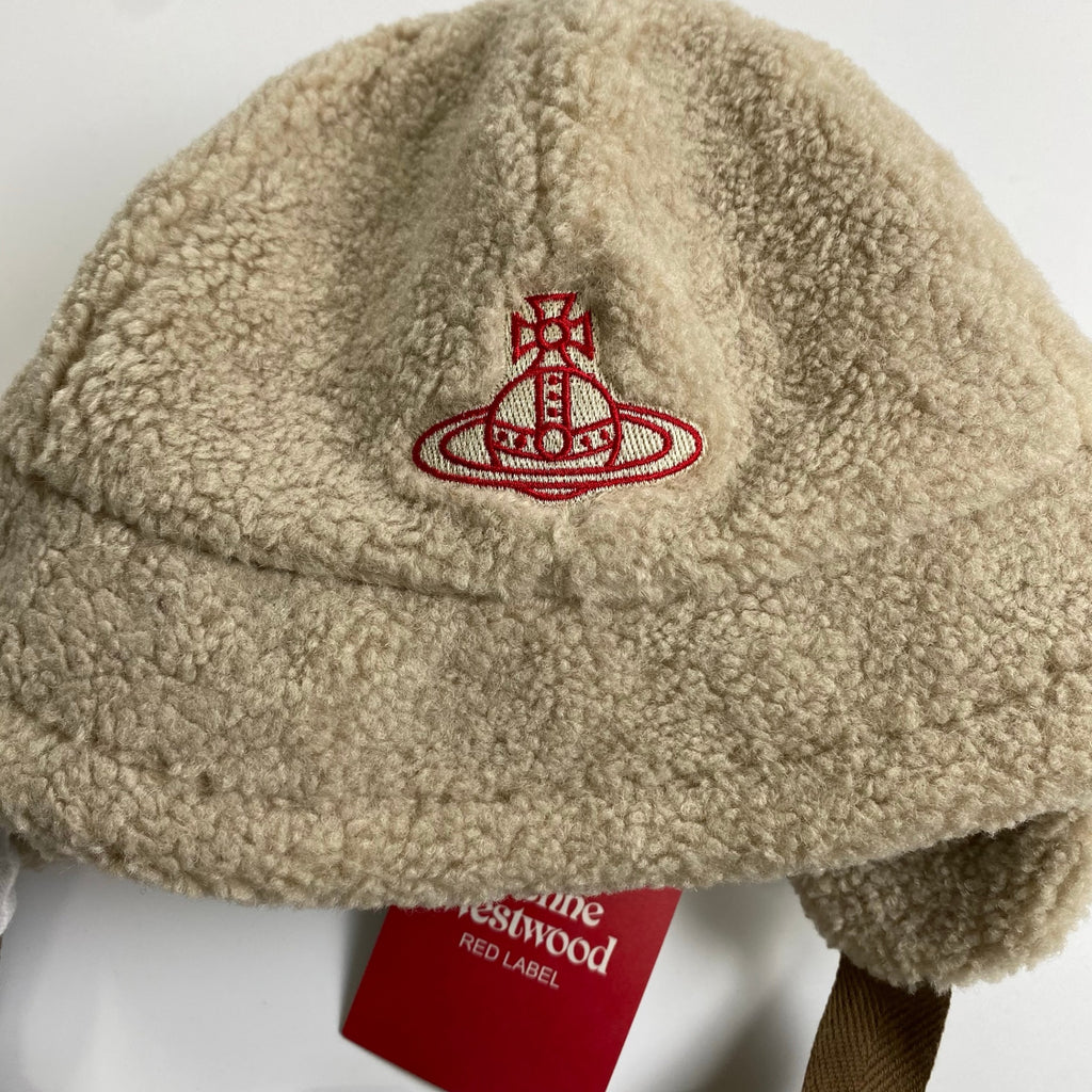 【未使用品】 Vivienne Westwood RED LABEL ヴィヴィアン ウエストウッド / オーブ刺繍 リサイクルポリエステルボアハット 参考定価：18,000+tax 頭囲：約57cm