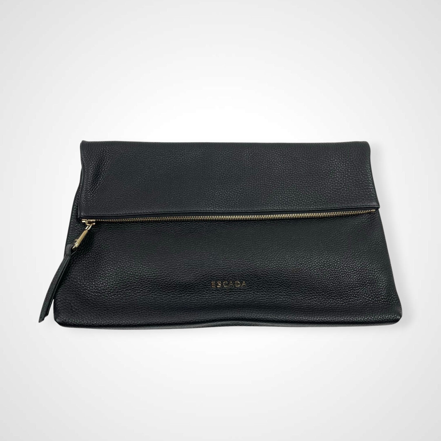 ESCADA エスカーダ / レザークラッチバッグ 折りたたみ型 ブラック 参考定価：130,000程度