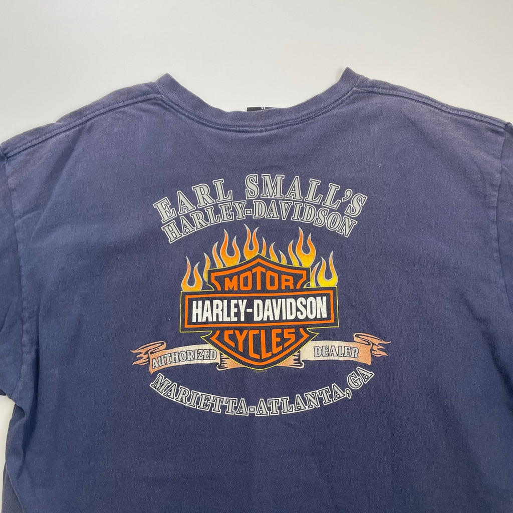 HARLEY DAVIDSON ハーレー ダビッドソン / ヴィンテージ ウルフ×ファイアーパターン バーアンドシールド Tシャツ サンフェード SIZE:2X