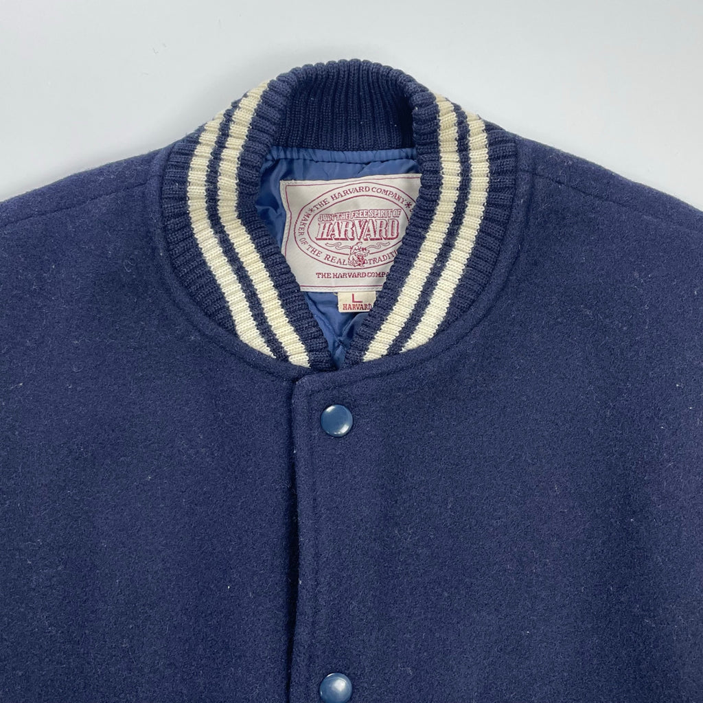 90s HARVARD ハーバード / 希少無地 アワードジャケット スタジャン アイビーリーグ SIZE：L