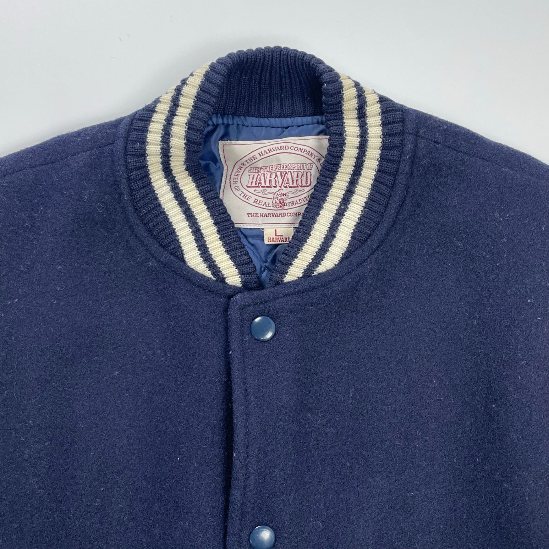 90s HARVARD ハーバード / 希少無地 アワードジャケット スタジャン アイビーリーグ SIZE：L