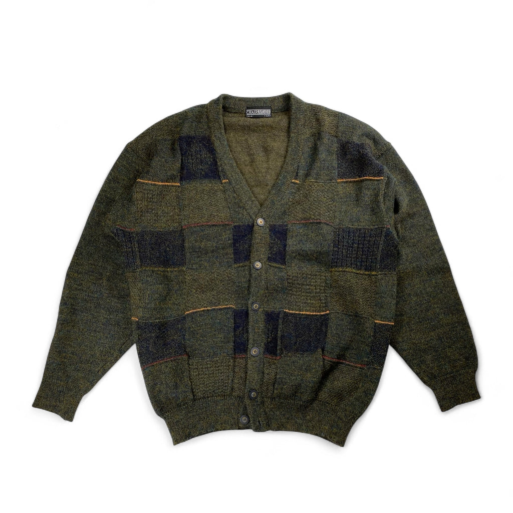 【VINTAGE】 CHAIRMAN チェアマン / フランス製生地 ブロックチェックヴィンテージカーディガン SIZE:XL