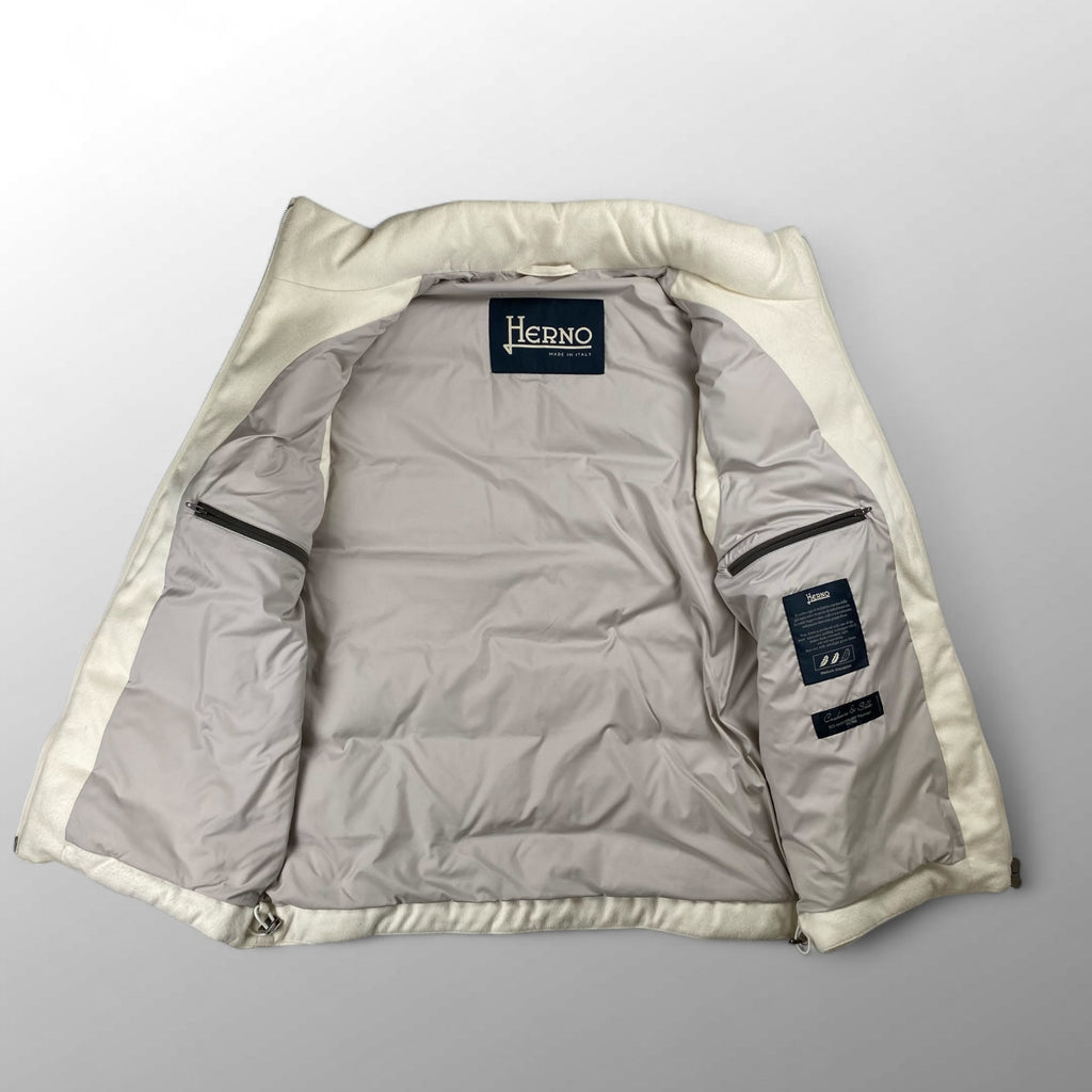 【美品】 HERNO ヘルノ / シルクカシミヤ ダウンべスト 裾ドローコード SIZE:50（XL程度）