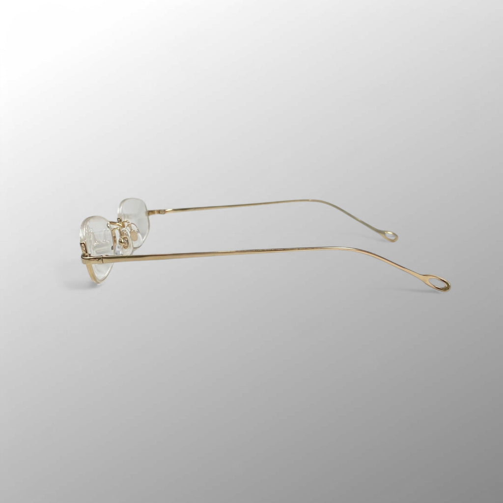 【極美品】 金子眼鏡 × 井戸多美男 職人シリーズ / サンプラチナ アンダーリム 度なしクリアレンズ T429 BWG 参考定価：52,000+tax