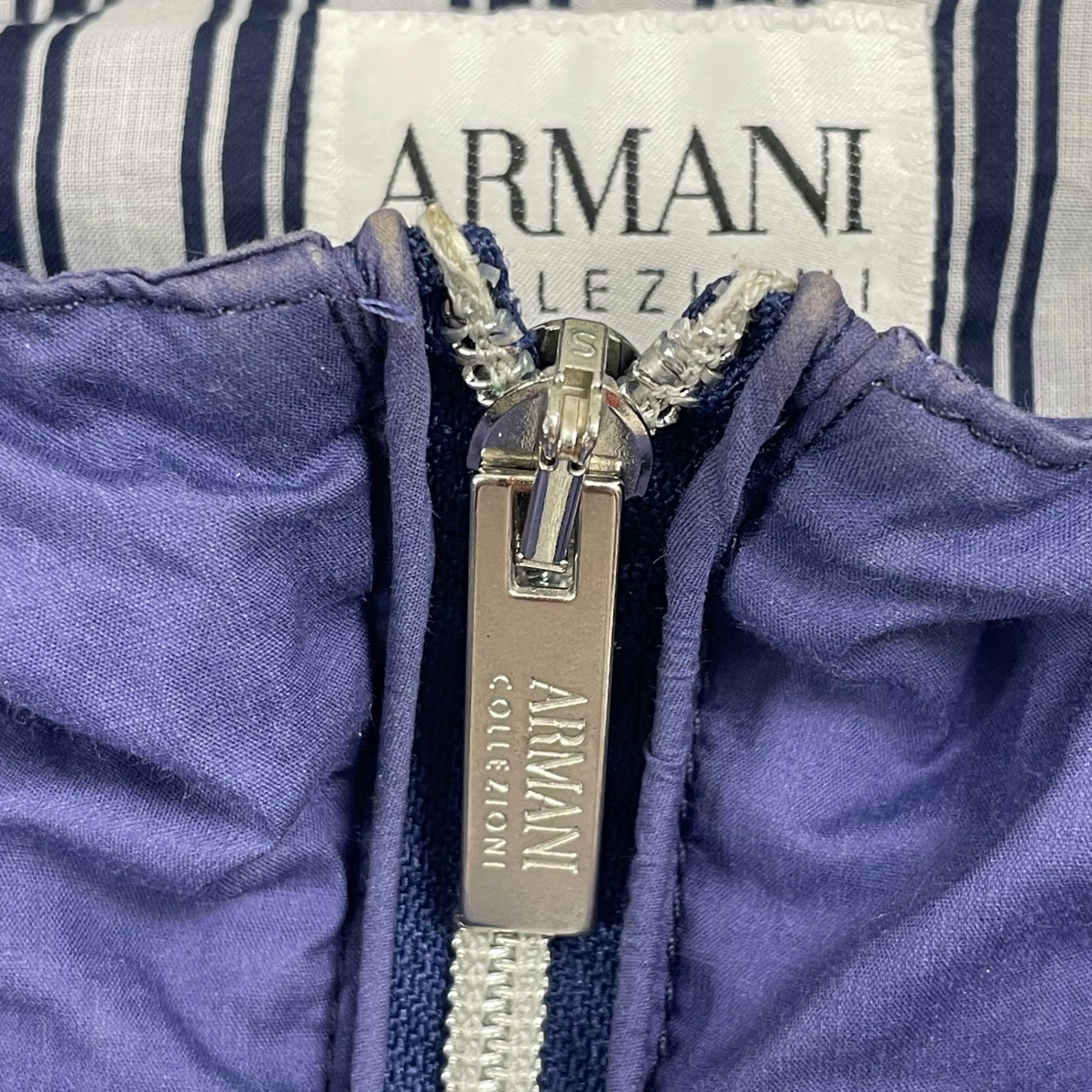ARMANI COLLEZIONI アルマーニ コレツィオーニ / コットンフーディジャケット ブルー×ホワイト SIZE:46