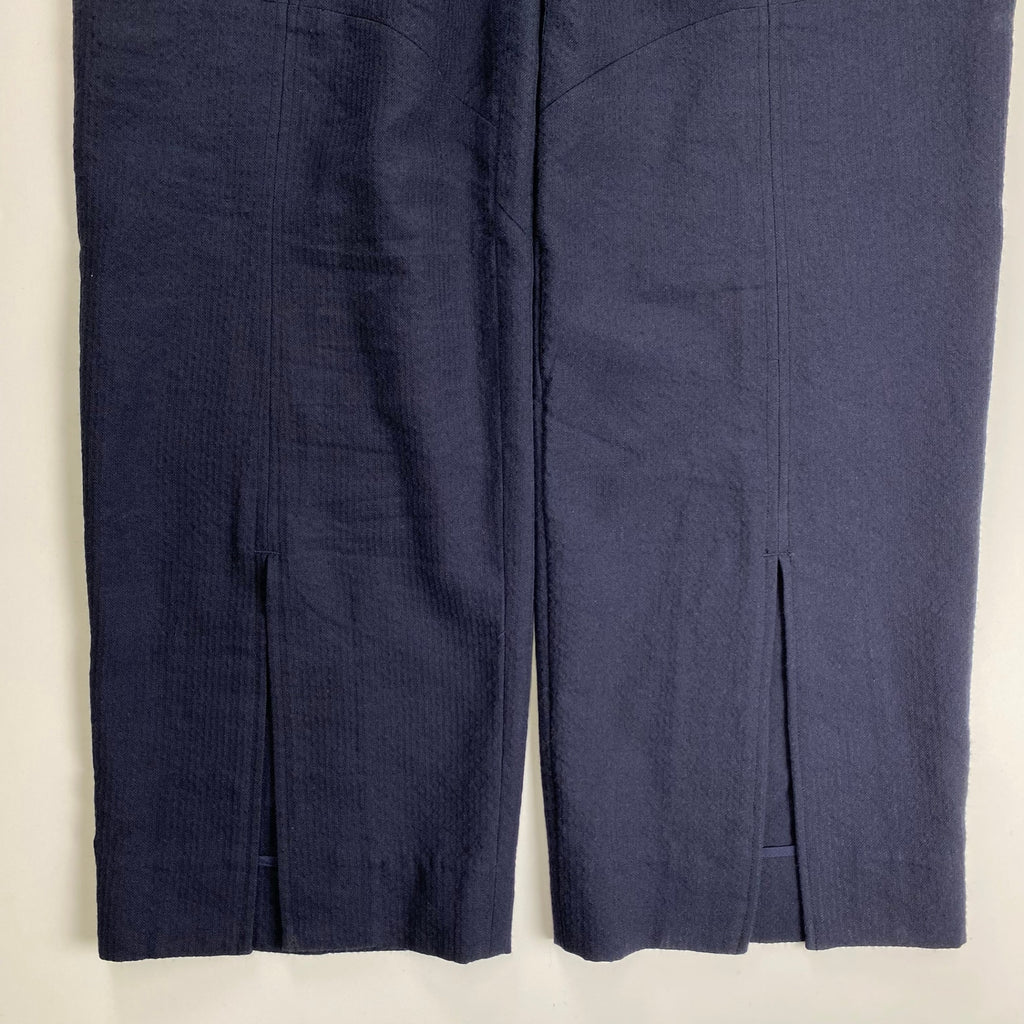 NOBUYUKI MATSUI ノブユキ マツイ / FRAMED PATTERN SLACKS スリット スラックス ネイビー 参考定価：56,000+tax SIZE:3(L程度)