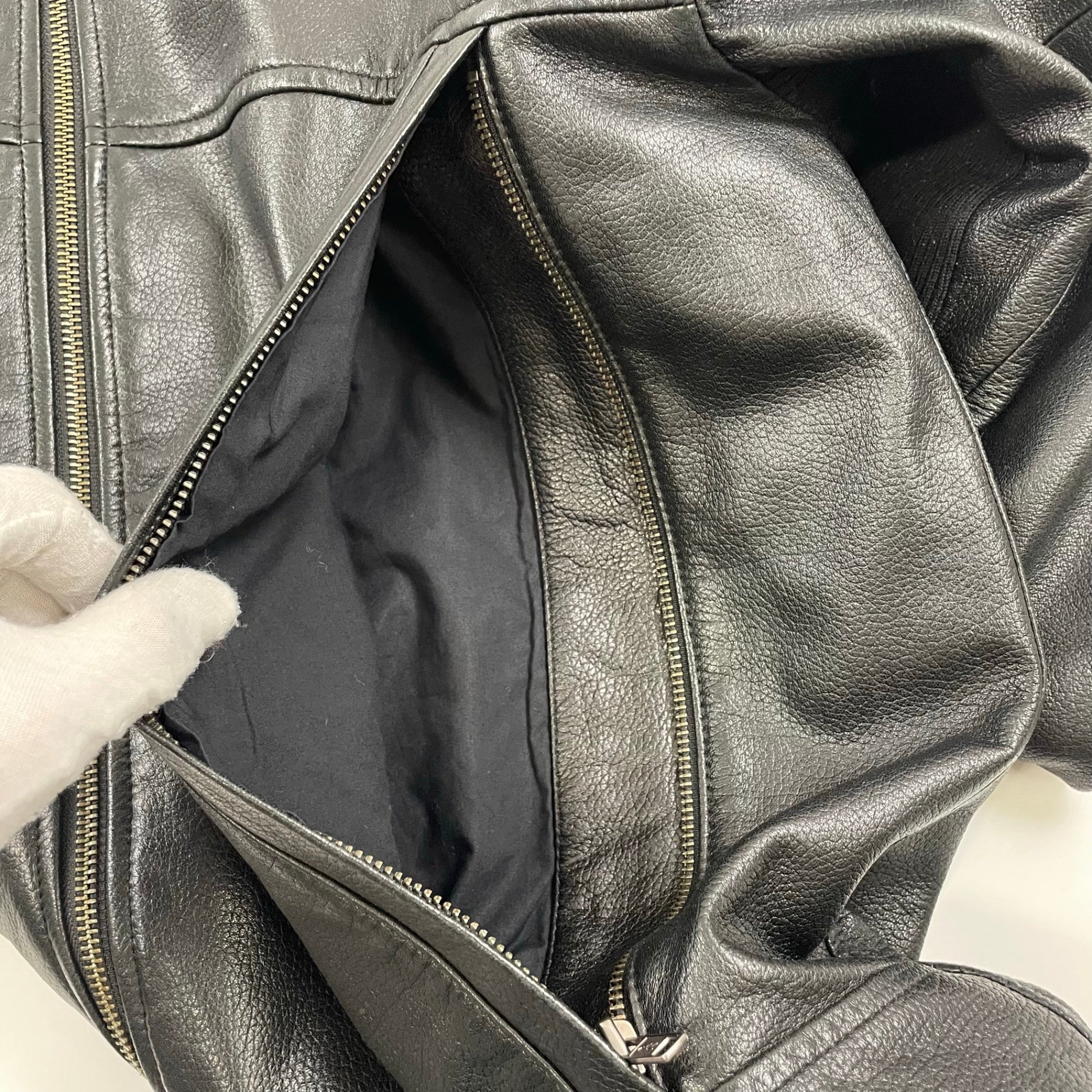 HELMUT LANG / アシンメトリーレザーフーディ 09年製 SIZE:S