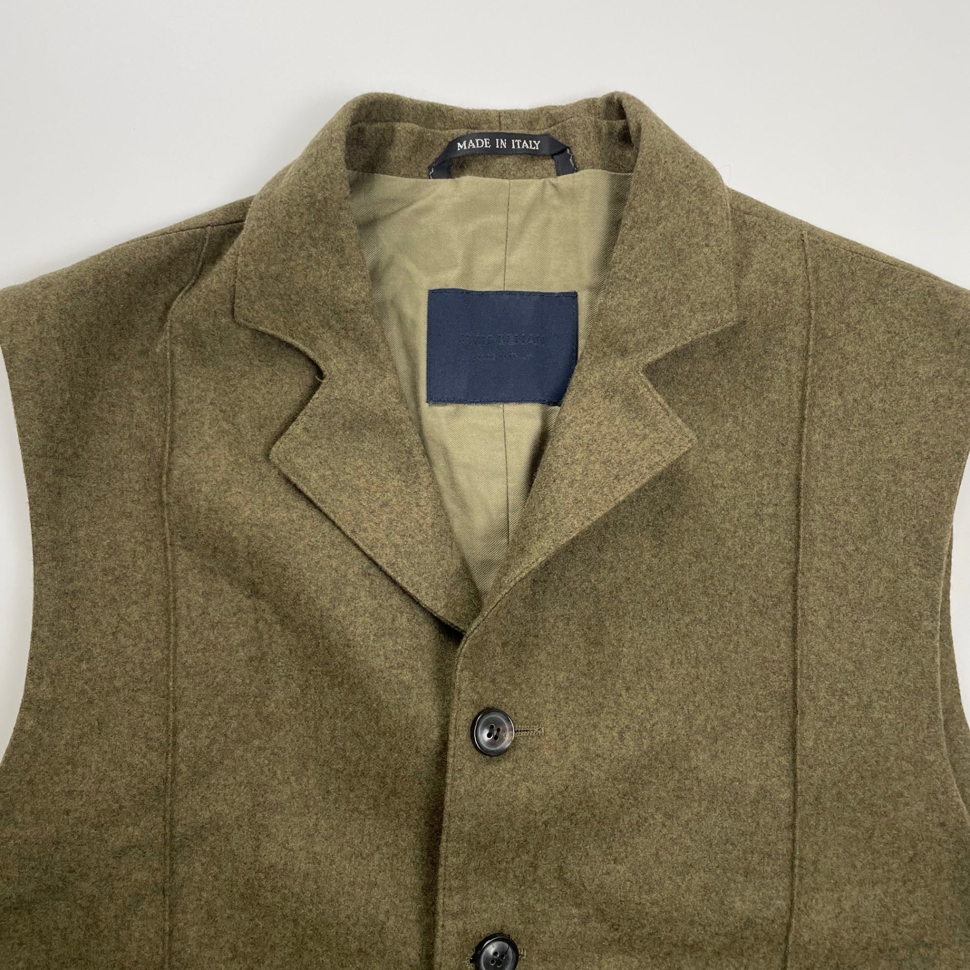 UMIT BENAN ウミットベナン / 強縮ウールサファリベスト カーキ イタリア製 参考定価：50,000程度 SIZE：46