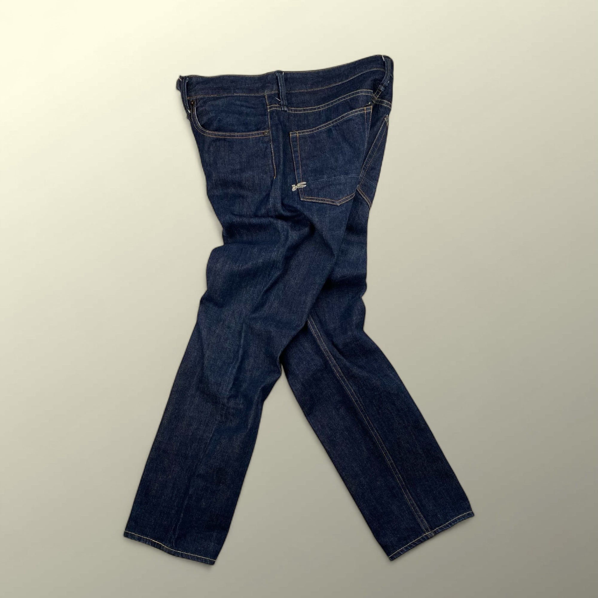 DENHAM デンハム / DRILL VJS regular fit denim pant デニムパンツ セルビッジ レザーパッチ ハサミスレキ 濃紺  SIZE:W34