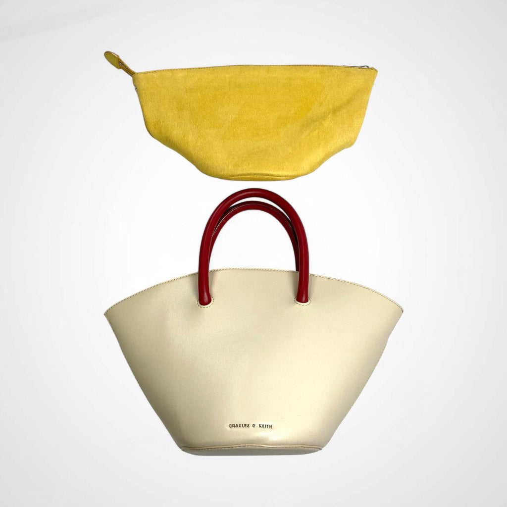 CHARLES＆KEITH チャールズアンドキース / 舟型ハンドバッグ ポーチ収納付 オフホワイト