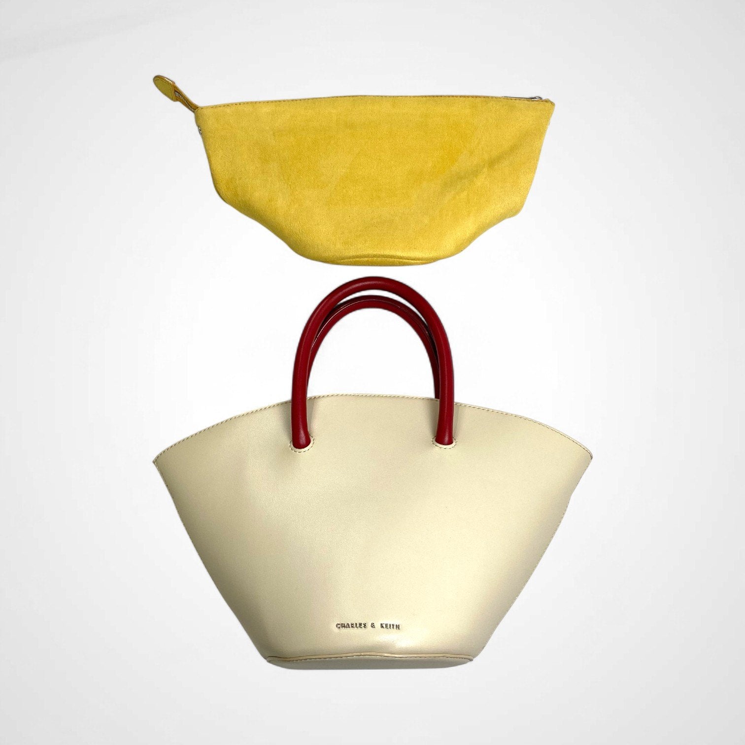 CHARLES＆KEITH チャールズアンドキース / 舟型ハンドバッグ ポーチ収納付 オフホワイト