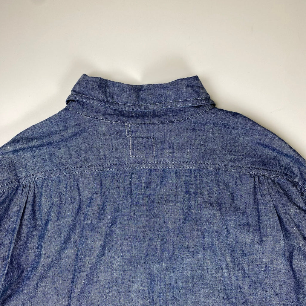【極美品・タグ付】 POST OʼALLS ポストオーバーオールズ / POST NO.1 SHIRT classic chambray  チンストラップ ギャザー 参考定価：29,000+tax