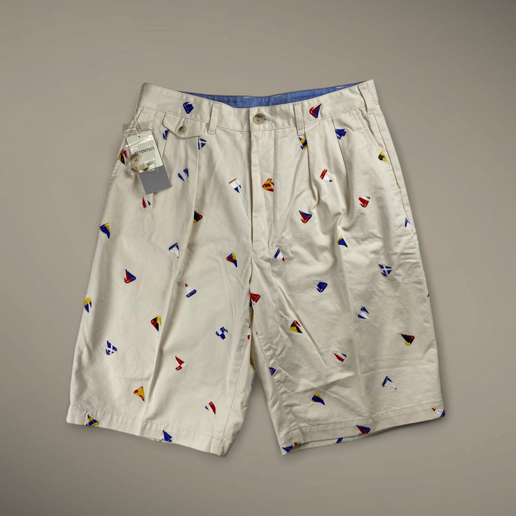 【未使用】 BEAMS PLUS ビームスプラス / 2 Pleats Shorts Embroidery On Print 5ポケット 2タック ハーフパンツ 参考定価：30,000+tax SIZE:L