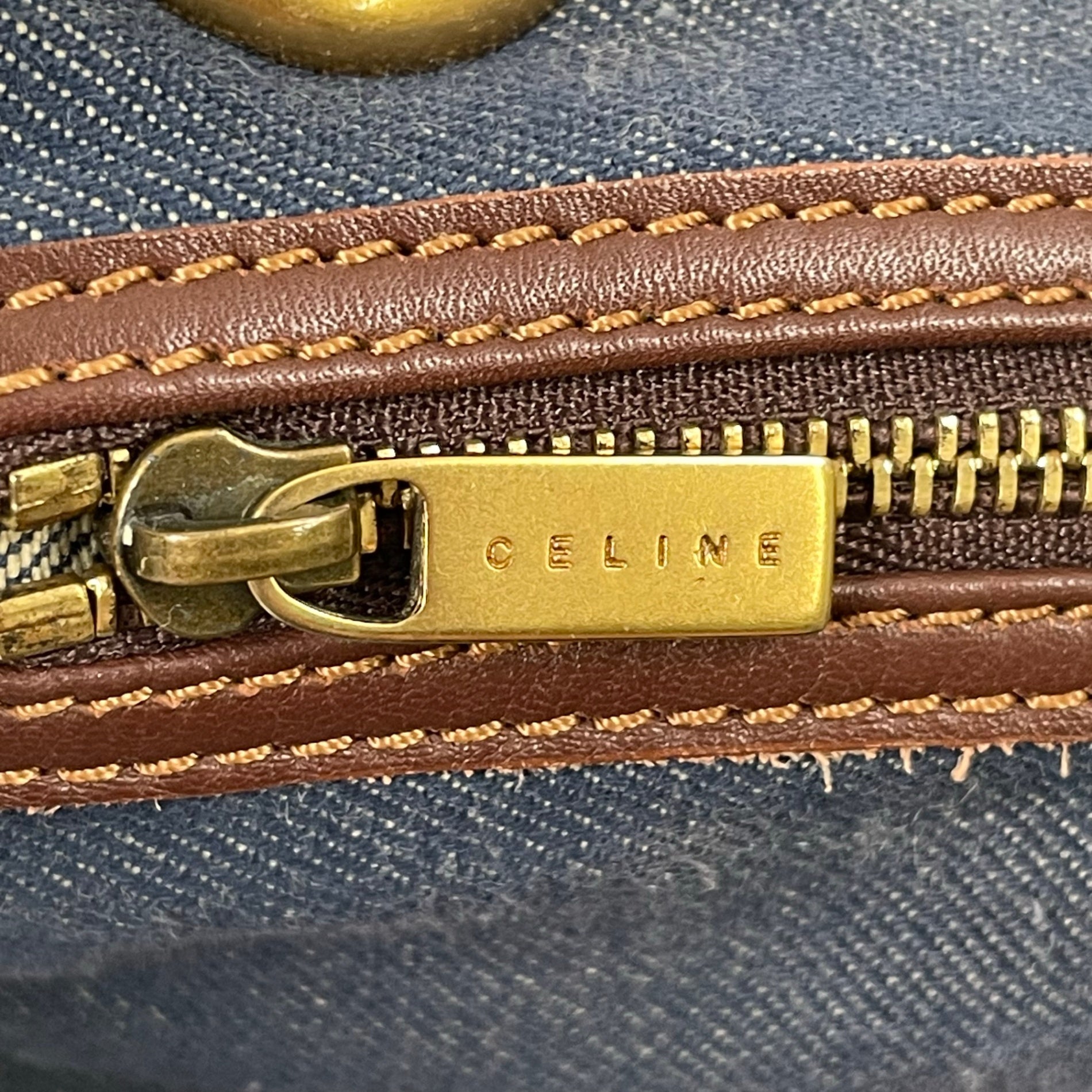 CELINE / スタッズデザイン デニムマカダムトートバッグ