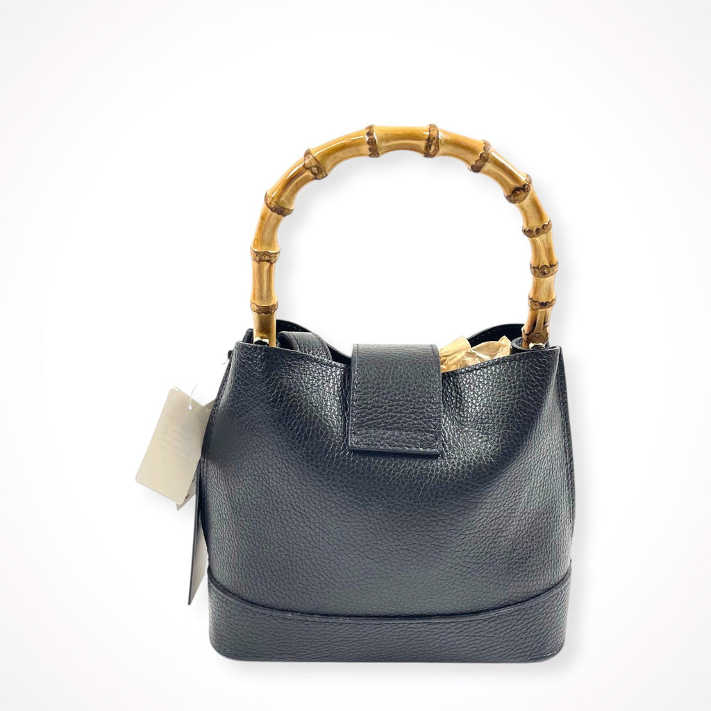 LAURA DI MAGGIO ローラ ディ マッジオ / ハラコ×レザーバンブーハンドルバッグ 未使用品 参考定価：33,000+tax
