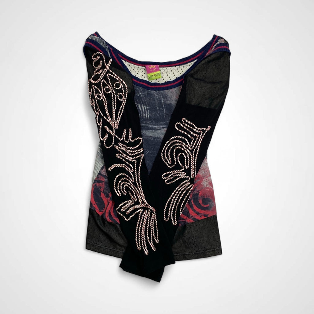 SAVE THE QUEEN セーブザクイーン / パワーネット カットソー 転写プリント 刺繍 イタリア製 SIZE：M