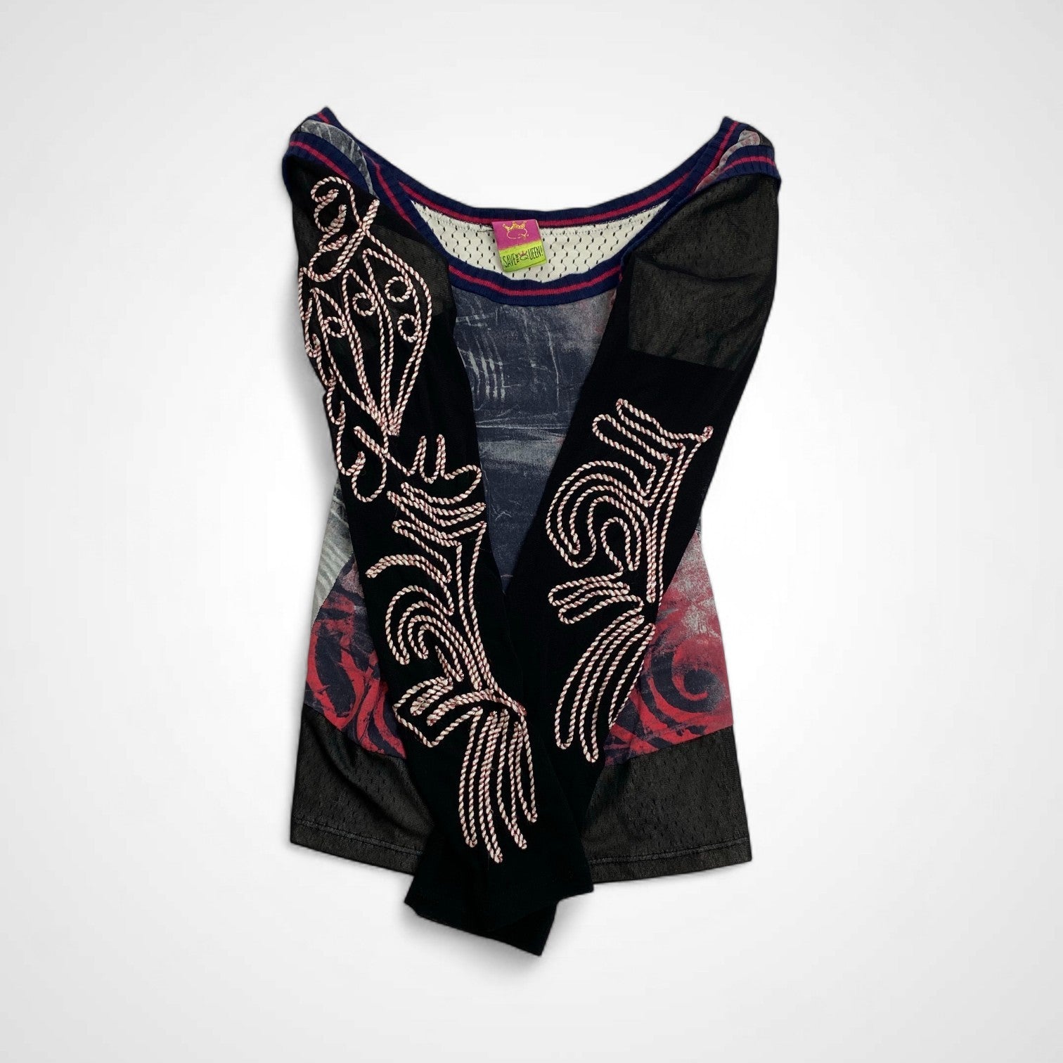 SAVE THE QUEEN セーブザクイーン / パワーネット カットソー 転写プリント 刺繍 イタリア製 SIZE：M