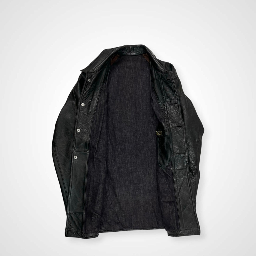 EURO VINTAGE ユーロヴィンテージ / 6-70s フレンチレザーカーコート ステアハイド デニム裏地 SIZE:M程度